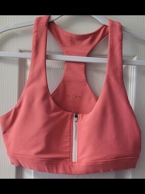Kinesis Coral Pink Front-Zip Sports Bra